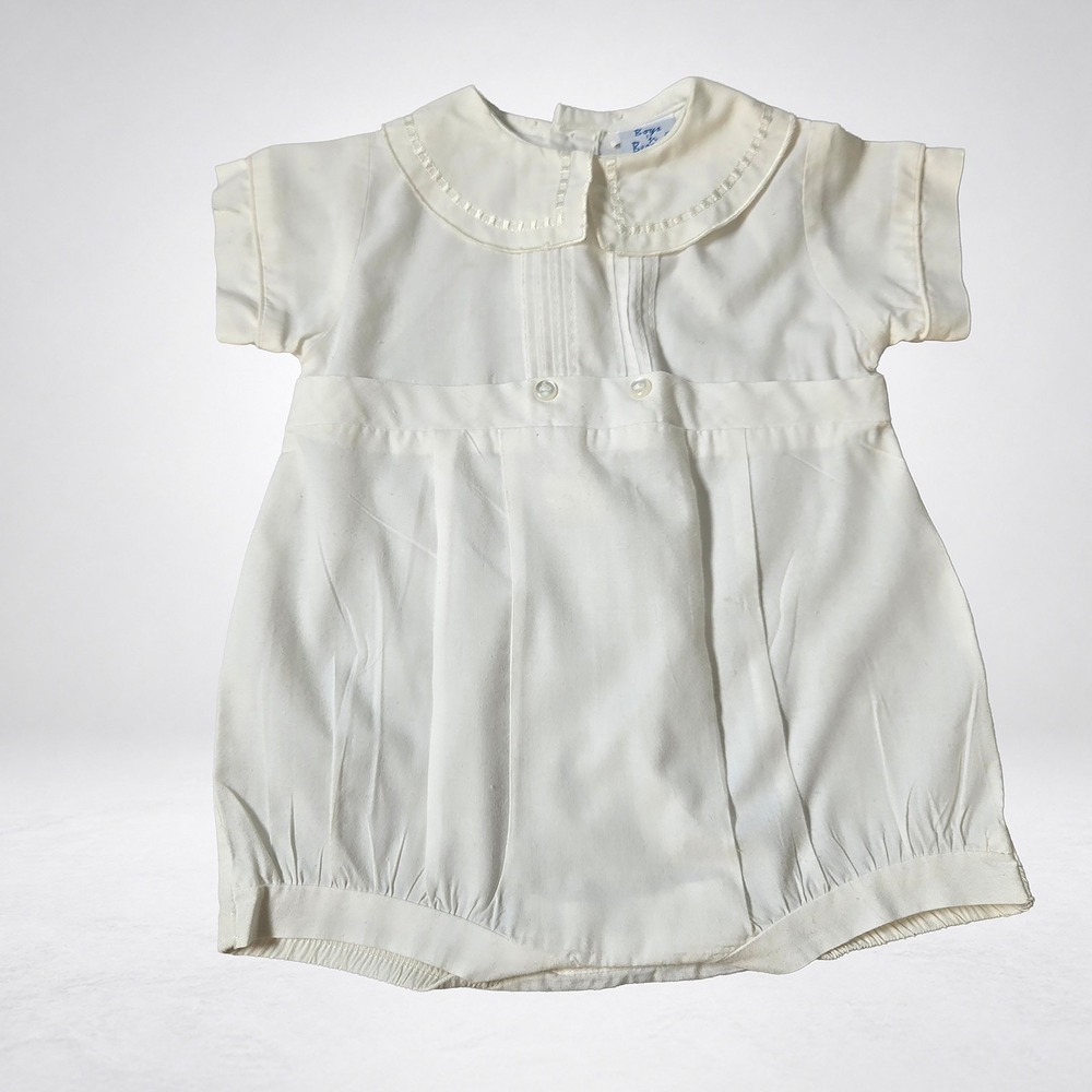 Boys n Berries Romper Boys Infant White Good Peter Pan Collar Vintage Style